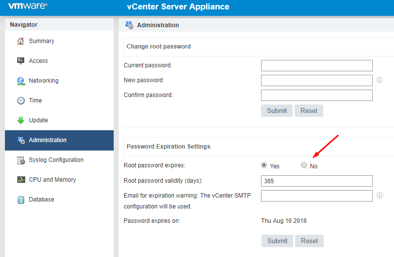 vcenter 6.5 change service account