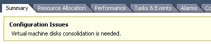 vmware disk consolidation needed